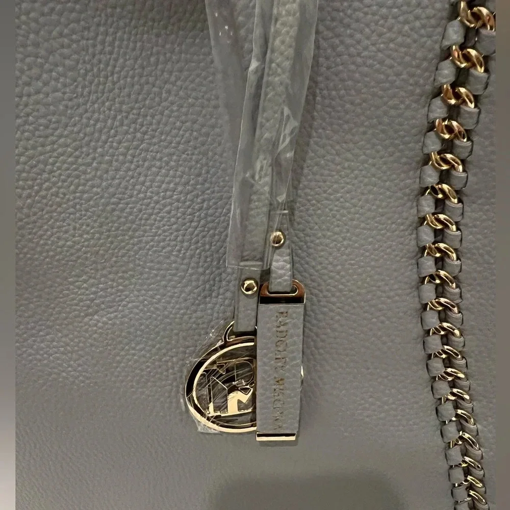 Badgley Mischka Vegan Leather Chain Linked Tote Bag with Brand Charms Silver - Picture 2 of 6
